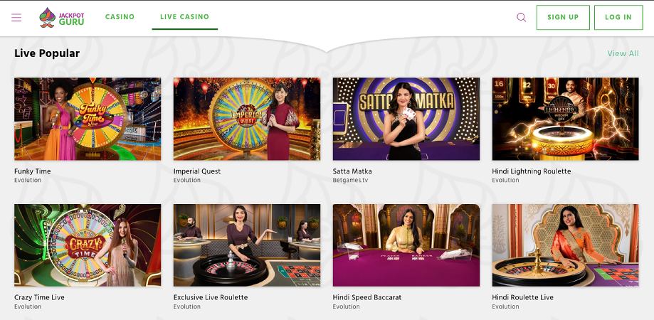 jackpot guru live games